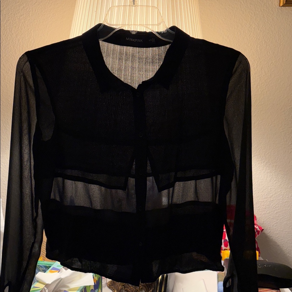 MINKPINK Black Sheer Blouse